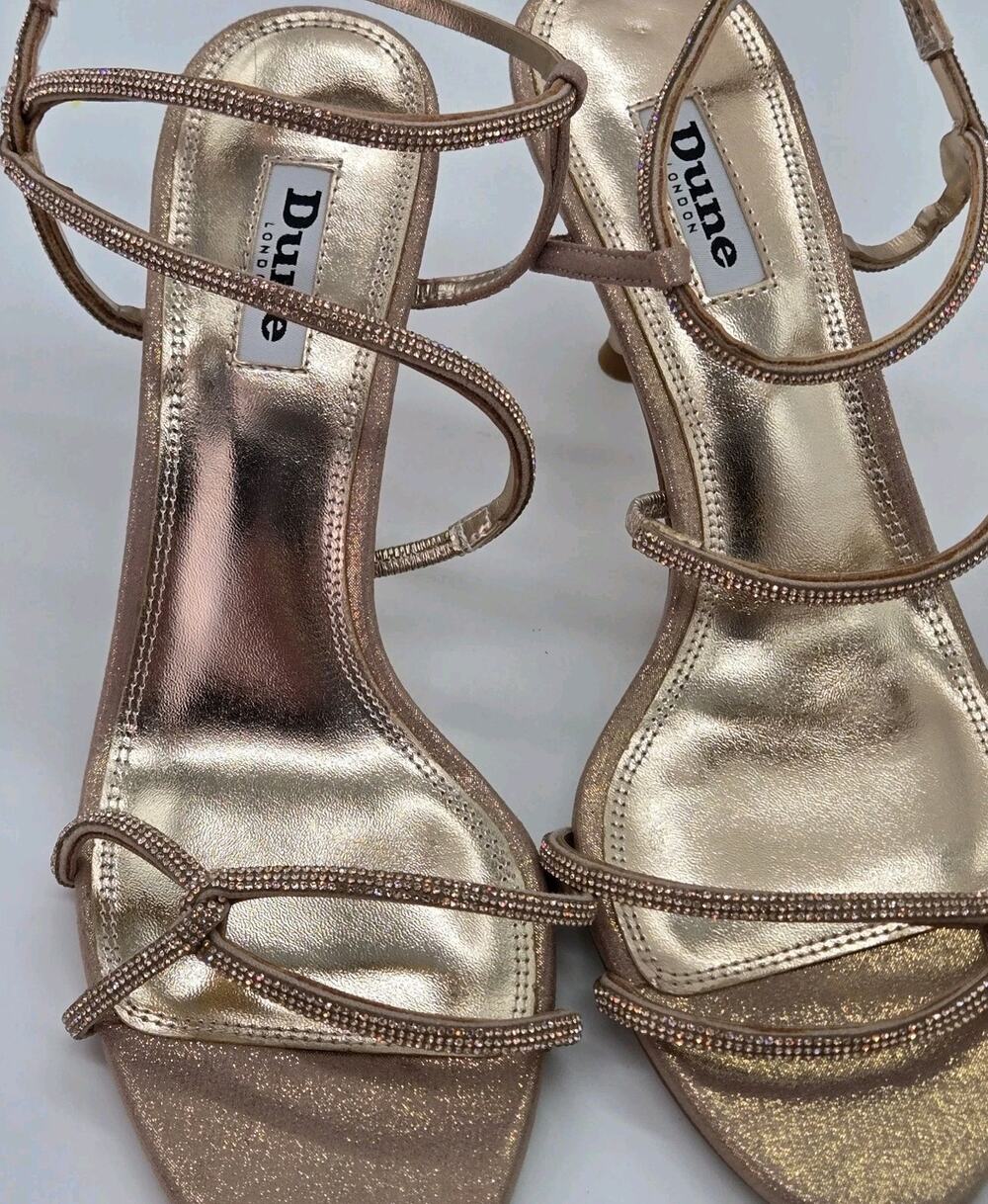 Dune London Majesty Rose Gold Rhinestone Kitten Heel Sz 8 39EU NEW Glam Wedding - Picture 1 of 11